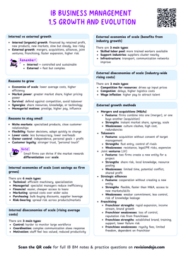IB BM 1.5 Growth & evolution Cheatsheet